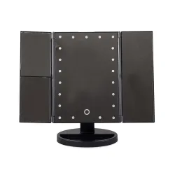 Extralink Makyaj Aynası, Büyütücü, Siyah, Katlanabilir, Işıklı, Standlı