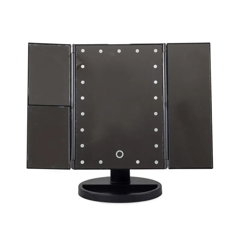 Extralink | Schminkspiegel | mit Vergrößerung, schwarz, faltbar, beleuchtet, mit Stativ