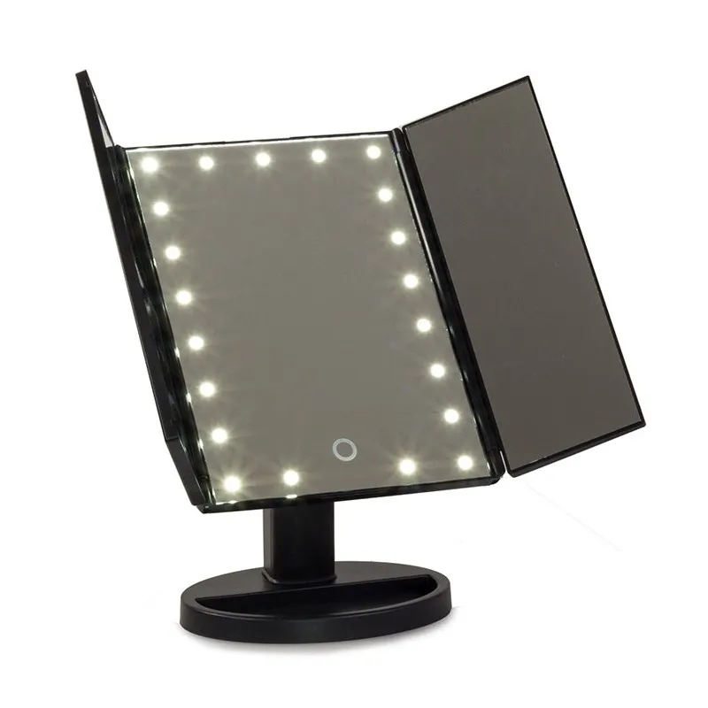 Extralink Makyaj Aynası, Büyütücü, Siyah, Katlanabilir, Işıklı, Standlı