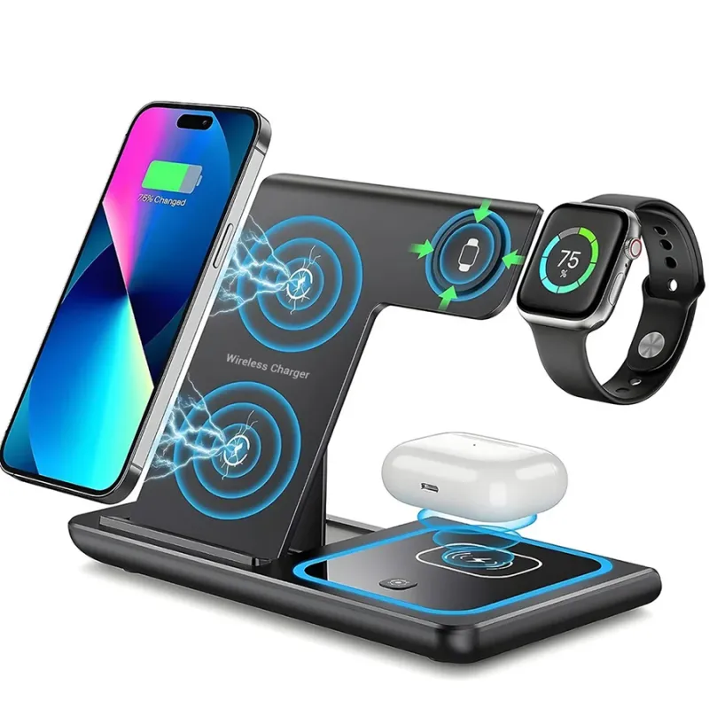 Extralink Wireless Charger, 3-in-1 Multifunction Charging Station, Black