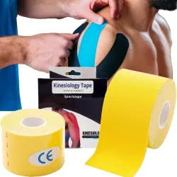 Extralink Kinesiology Tape, Kinesiotaping Strips, Sports Tape Pro 5m x 5cm Yellow