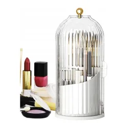 Extralink Cosmetics Box, White Rotating Organizer for Brushes and Lipsticks
