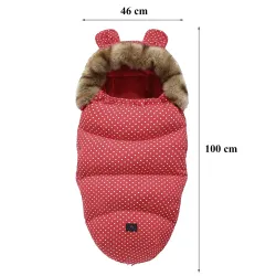 Saco de dormir para cochecito, silla de coche y trineo Extralink - Aislado con orejas, forro polar, 100cm