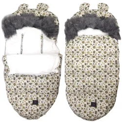 Extralink Infant Sleeping Bag for Stroller, Car Seat, Sledge with Ears, Faux Fur Insulated, 100cm Leaves