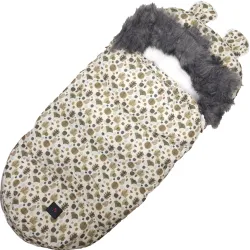 Saco de dormir para carrito, silla de coche y trineo Extralink, con orejas, forro de peluche, aislante, 100cm, hojas