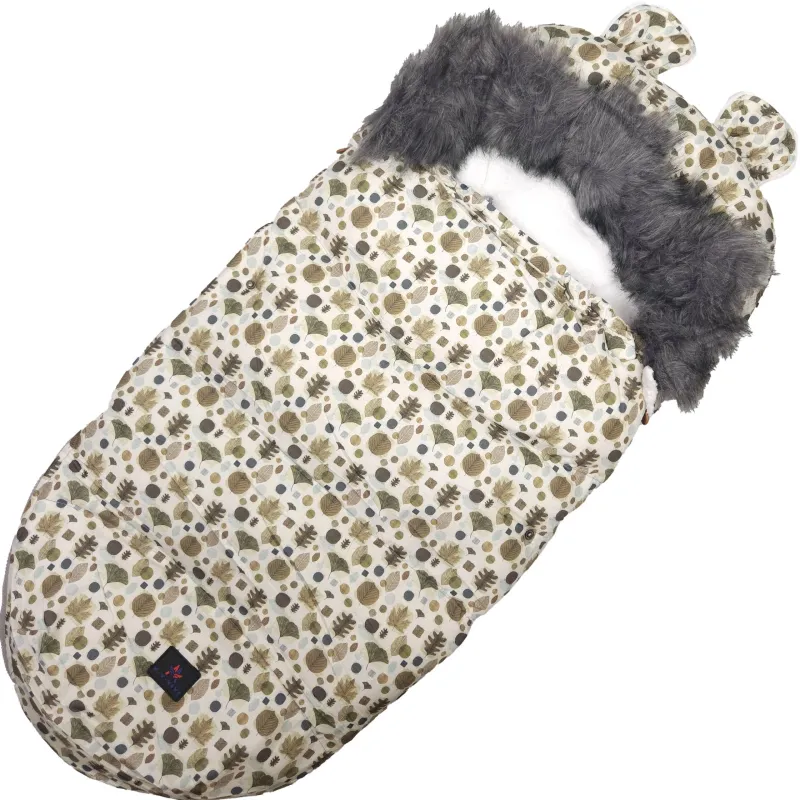 Saco de dormir para carrito, silla de coche y trineo Extralink, con orejas, forro de peluche, aislante, 100cm, hojas