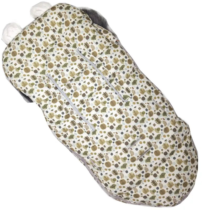 Saco de dormir para carrito, silla de coche y trineo Extralink, con orejas, forro de peluche, aislante, 100cm, hojas
