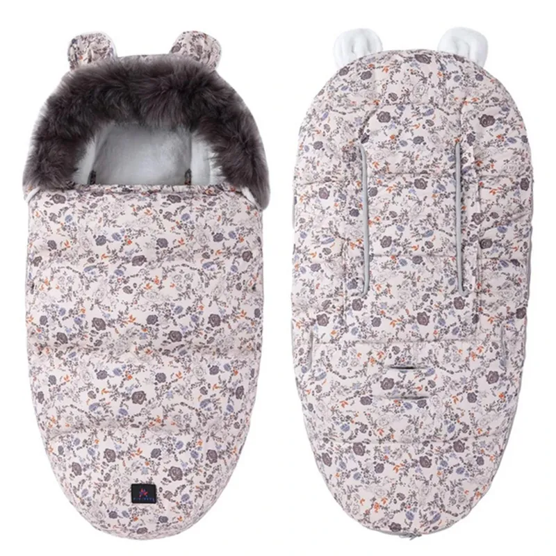 Warm stroller sleeping bag for prams with fur Extralink