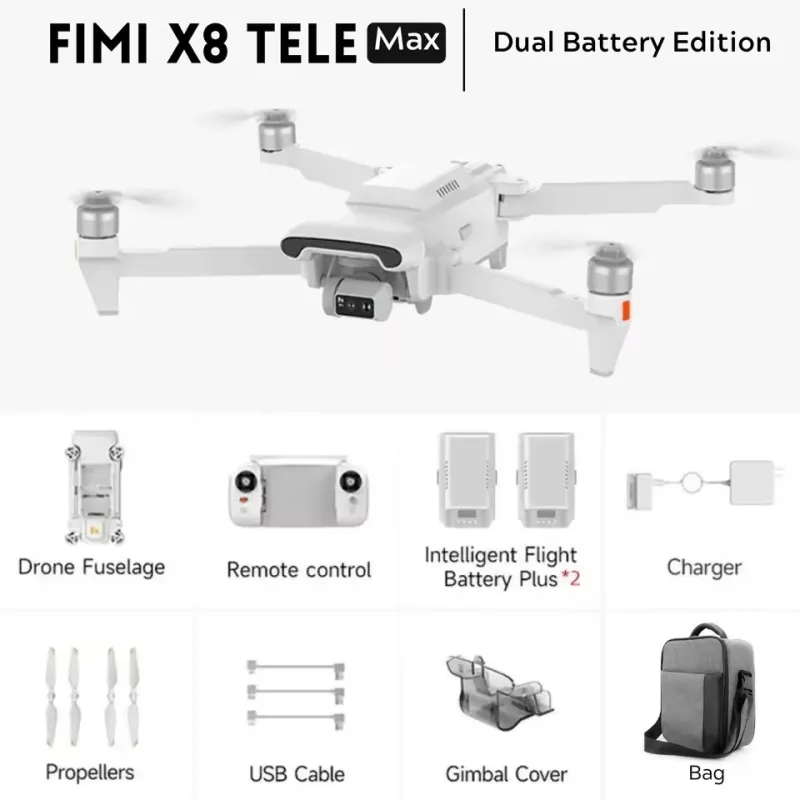 FIMI X8 Tele Max Combo | Dron | 4K 60fps, 2.4GHz, 5GHz, GPS, zasięg do 20km