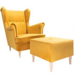Jane Armchair with Footrest, Yellow