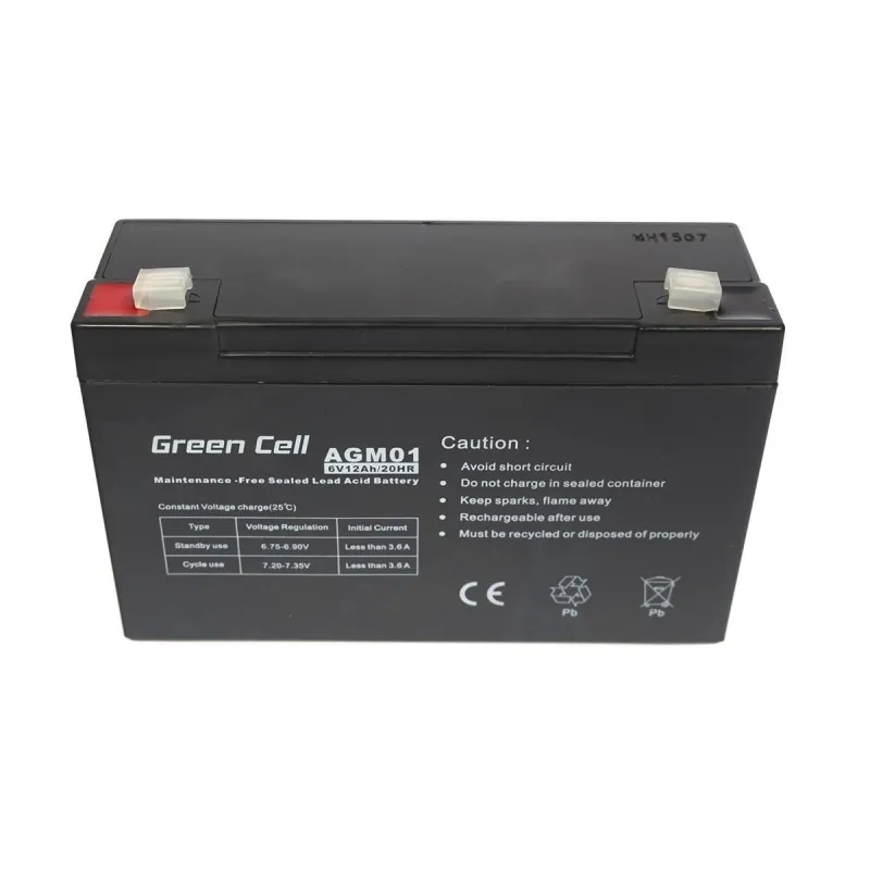 Обслуживаемая аккумуляторная батарея Green Cell AGM01 6V 12Ah