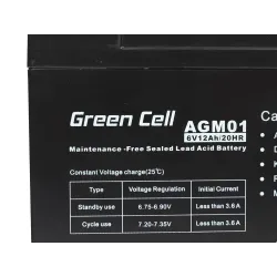 Green Cell AGM 6V 12Ah | Battery | Maintenance-free