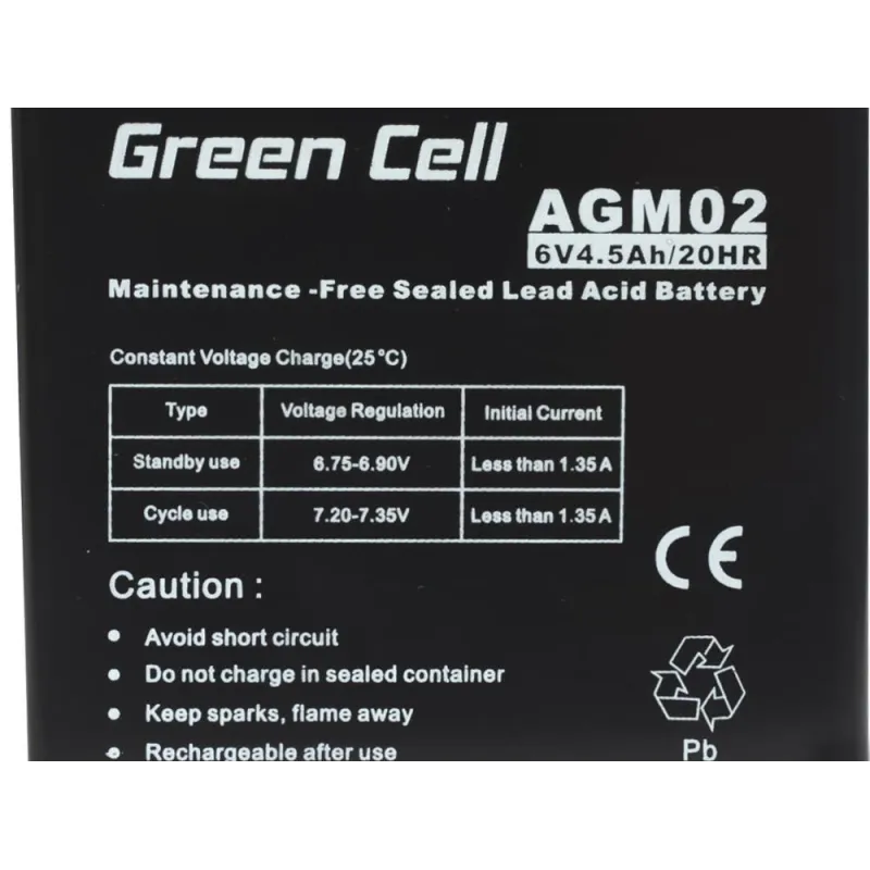 Green Cell AGM02 6V 4,5Ah Bakım Gerektirmeyen Akü