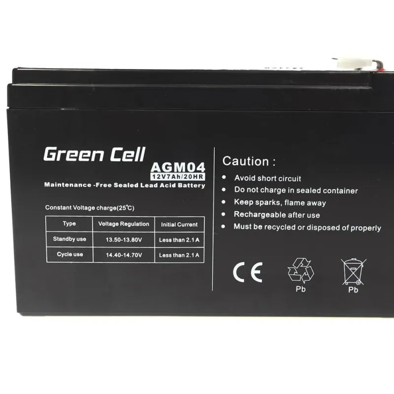 Green Cell AGM 12V 7Ah | Battery | Maintenance-free