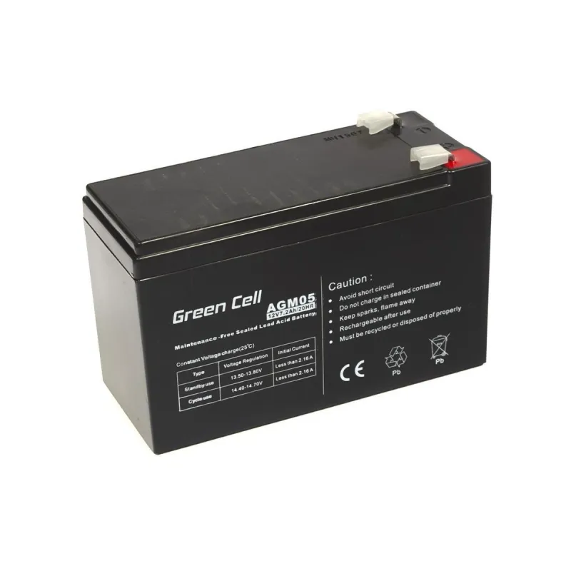Green Cell AGM 12V 7.2Ah | Battery | Maintenance-free