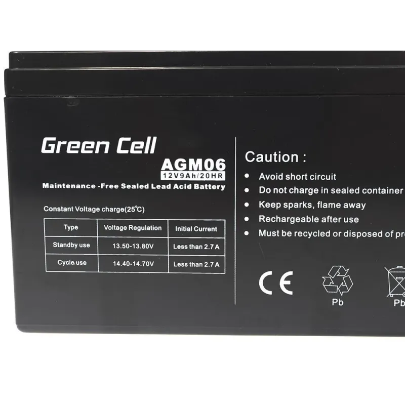 Беспазіргічное Аккумулятор Green Cell AGM06 12V 9Ah