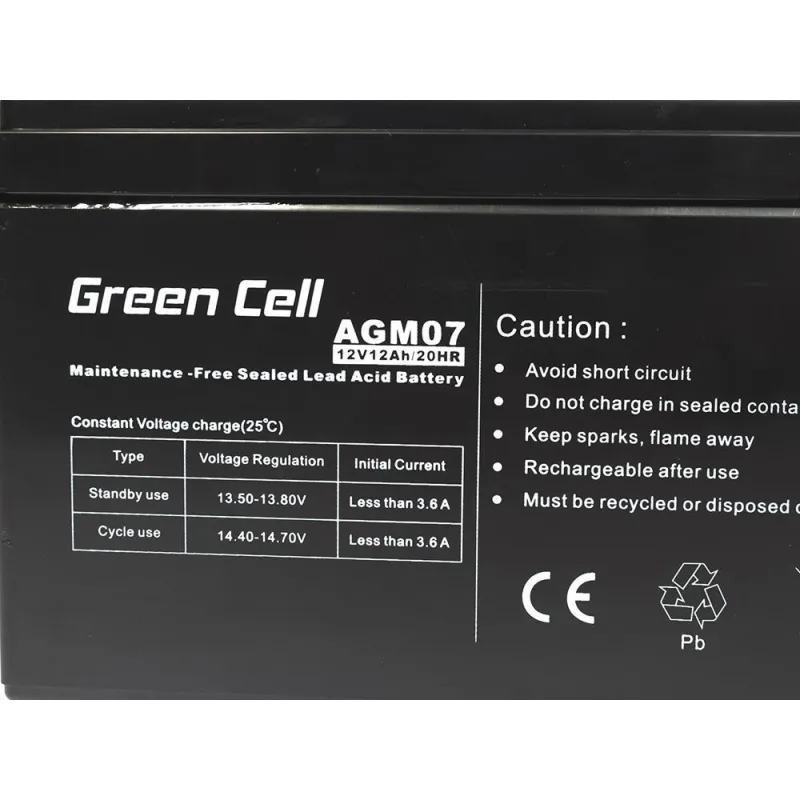 Green Cell AGM07 12V 12Ah | Akumulator | bezobsługowy