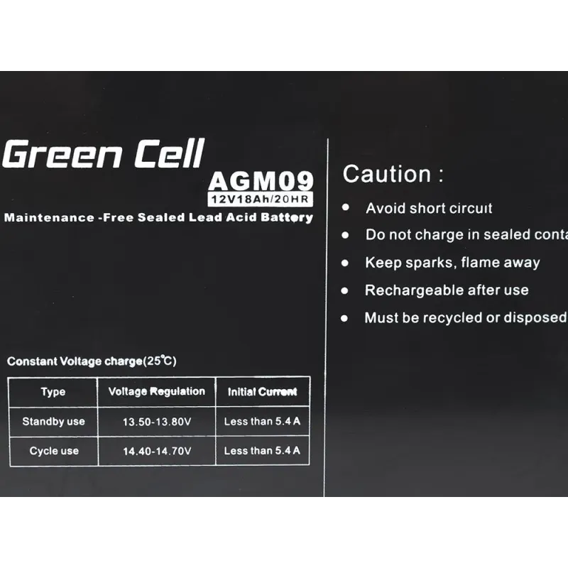 Green Cell AGM 12V 18Ah | Battery | Maintenance-free