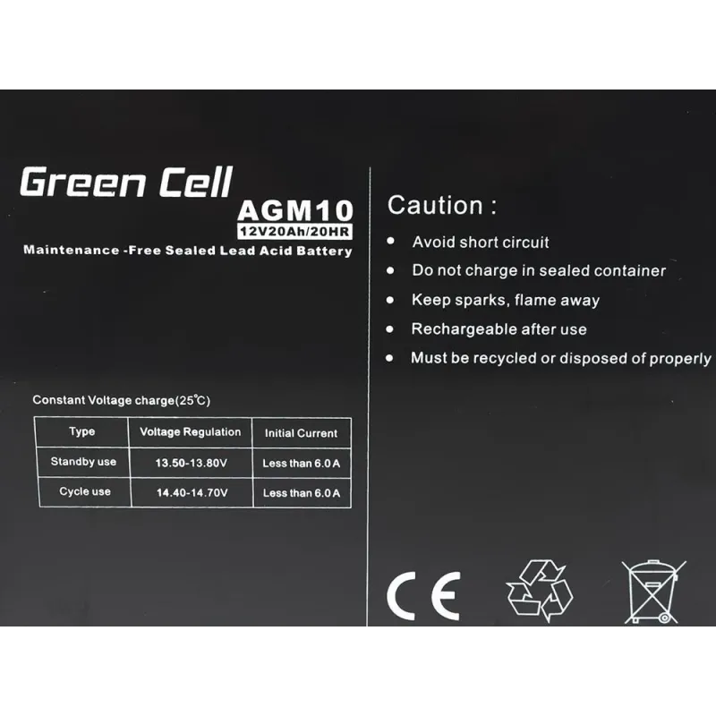 Green Cell AGM10 12V 20Ah | Akumulator | bezobsługowy