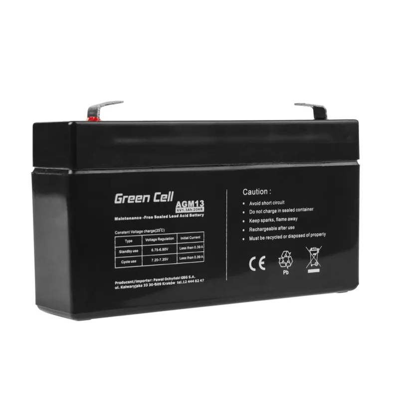 Bakım Gerektirmeyen Green Cell AGM13 6V 1.3Ah Akü