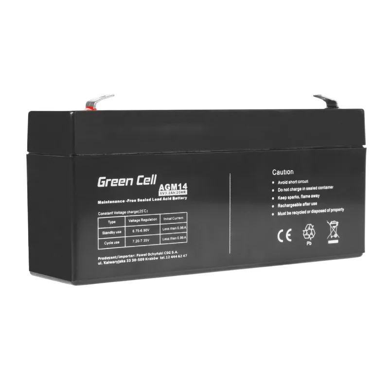 Green Cell AGM14 6V 3.3Ah | Bateria livre de manutençao