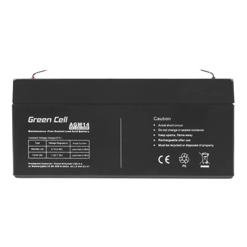 Аккумулятор Green Cell AGM14 6V 3.3Ah, без обслуживания