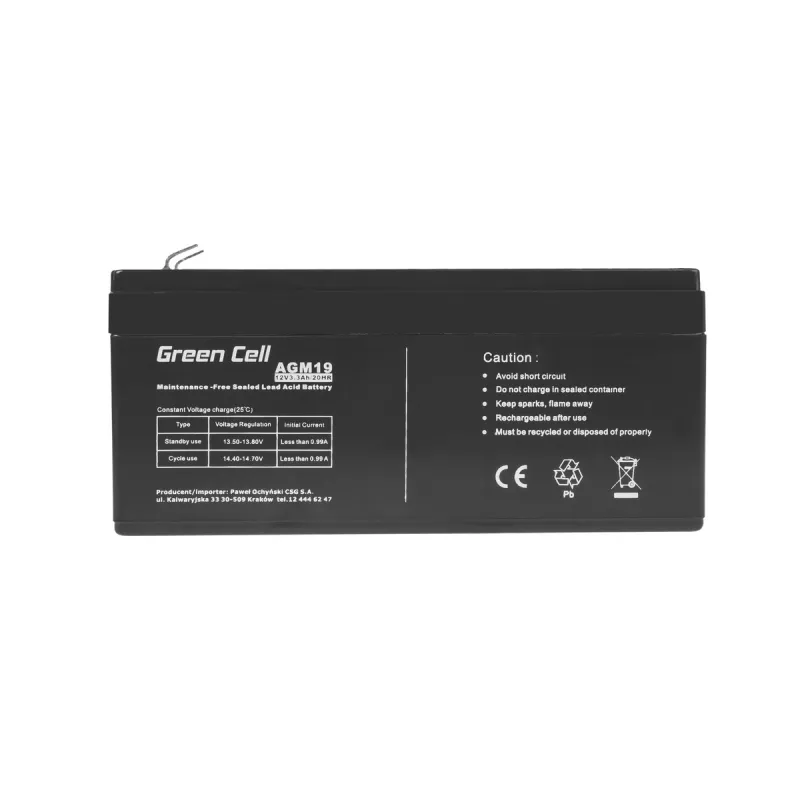 Green Cell AGM 12V 3.3Ah | Battery | Maintenance-free
