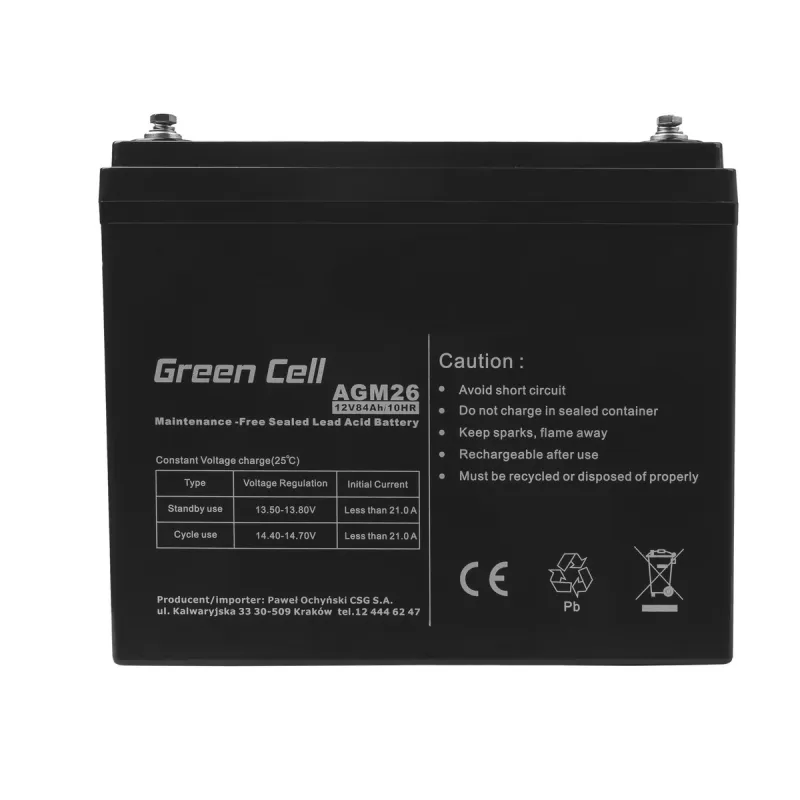 Green Cell AGM 12V 84Ah | Baterie | bezúdržbová