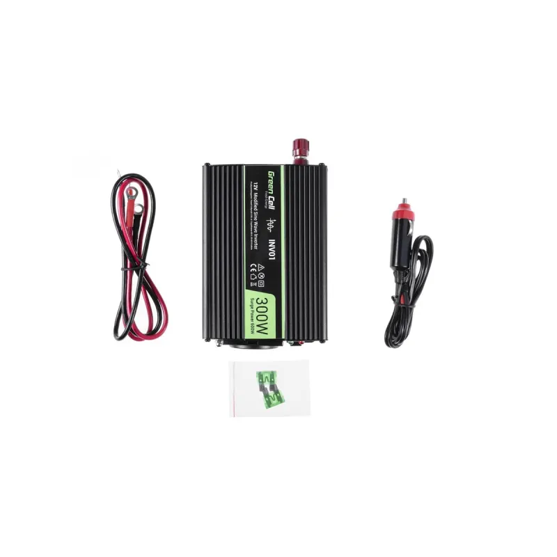 Green Cell INV01DE | Convertidor de voltaje para coche | 12V, 300W