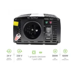 Green Cell INV02DE | Car voltage converter | 24V, 300W
