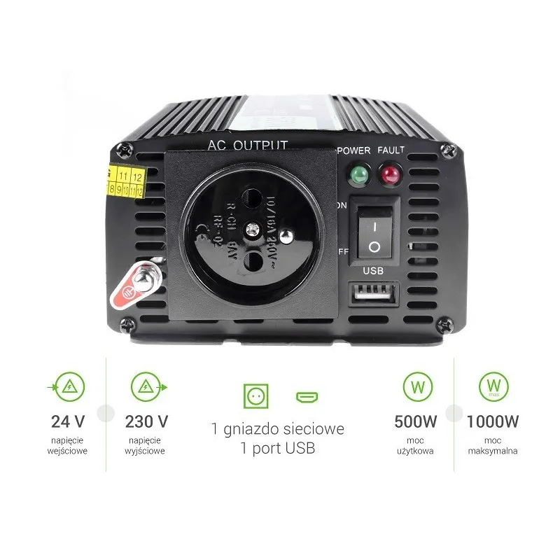 Green Cell INV04DE | Conversor de tensao | carro 24V, 500W