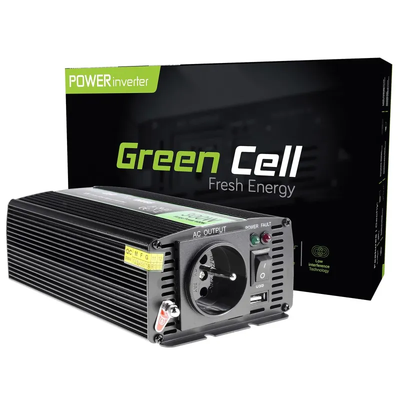 Green Cell INV05DE | Przetwornica napięcia | samochodowa 12V, 300W, czysty sinus