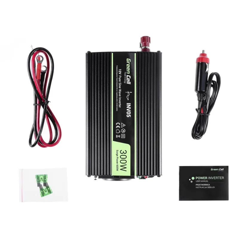 Green Cell INV05DE | Převodník napětí |automobilový 12V, 300W, čistý sinus