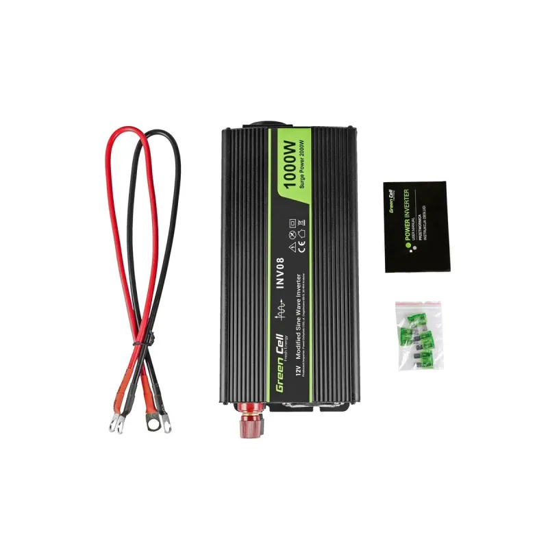 Green Cell INV08 | Convertidor de voltaje para coche | 12V, 1000W