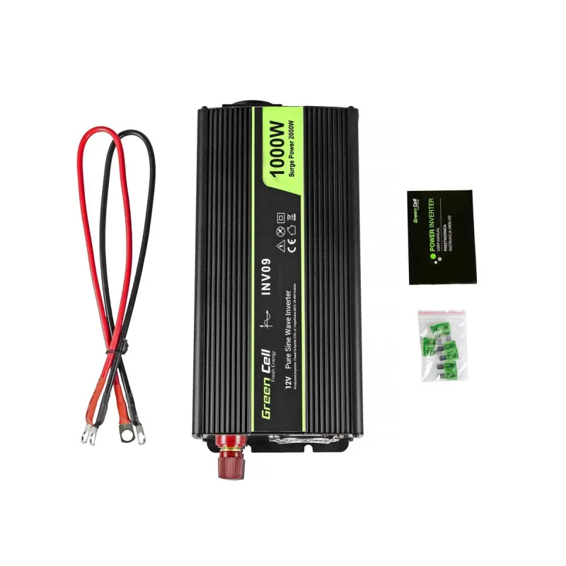 Green Cell INV09 Araç İnvertörü 12V, 1000W, Saf Sinüs