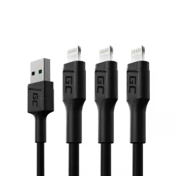 Green Cell KABGCSET06 | Set di 3 cavi USB - Lightning | USB - Lightning 200cm, per iPhone, iPad, iPod, LED bianco, ricarica rapi