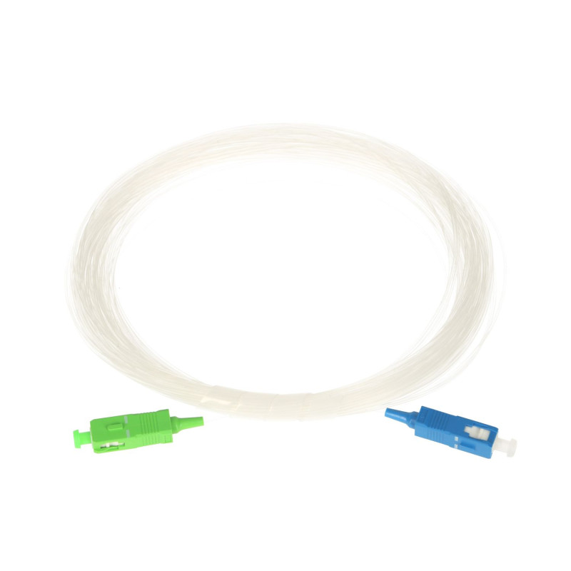 Extralink SC/APC-SC/UPC | Průhledný patchcord | Jednomodový, Simplex, G657B3, 0,9mm, 40m