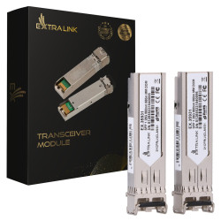Extralink SFP Modülü SFP 1.25G 2-pack, 1.25Gbps, LC/UPC, 850nm, 550m, Çok Modlu, DOM, HP/Aruba'ya Özel