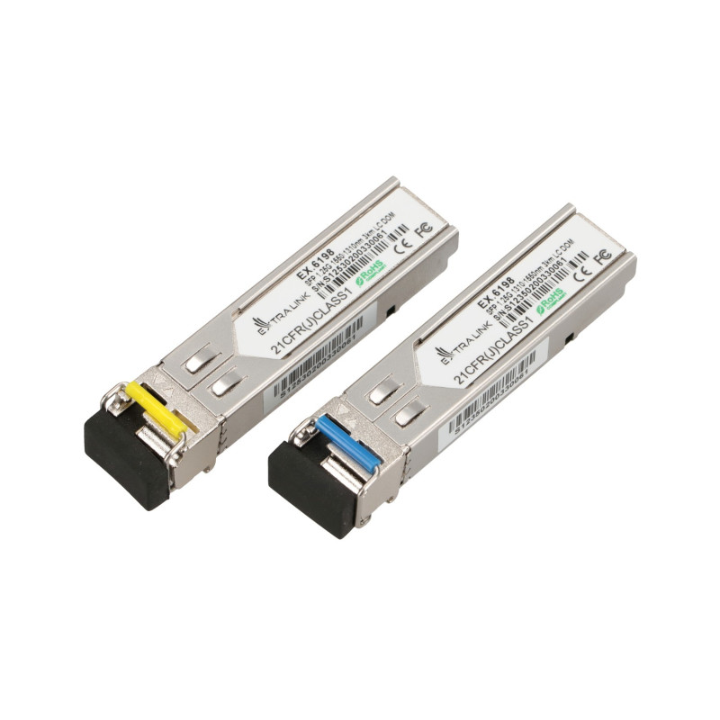 Extralink SFP 1.25G | SFP WDM Módulo | 1,25Gbps, 1310/1550nm, single mode, 3km, LC, DOM, pair