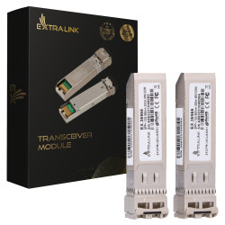 Модуль SFP+ Extralink SFP+ 10G 2-pack, 10Gbps, LC/UPC, 850nm, 300m, многомодовый, DOM, для HP/Aruba