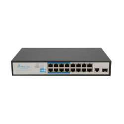 Extralink VIRTUS VER.2 | Switch PoE | 16x 100Mb/s PoE/PoE+, 1x Gigabit Combo (SFP/RJ45), 150W