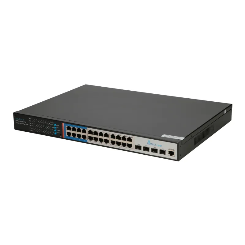 Extralink ZEUS V2 | Switch PoE | 24x Gigabit PoE/PoE+, 4x 10G SFP+, 1x Port Konsolowy, 440W, L2/L3, Zarządzalny - Zdjęcie 5