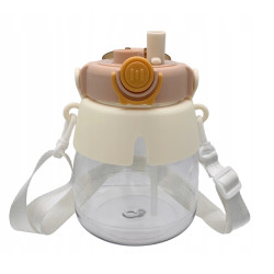 Extralink | Bottle for school, kindergarten | water bottle, with straw, strap, 1L, brown