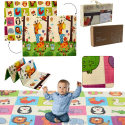 Çift Taraflı Eğitim Oyun Matı Extralink, 150x200x1 cm Katlanabilir Hayvanlar + Taşıma Çantası