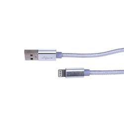 Extralink | Kabel s konektorem Lightning | pro chytré telefony IPHONE, max. proud 2A, vyztužený, délka 1m, stříbrný