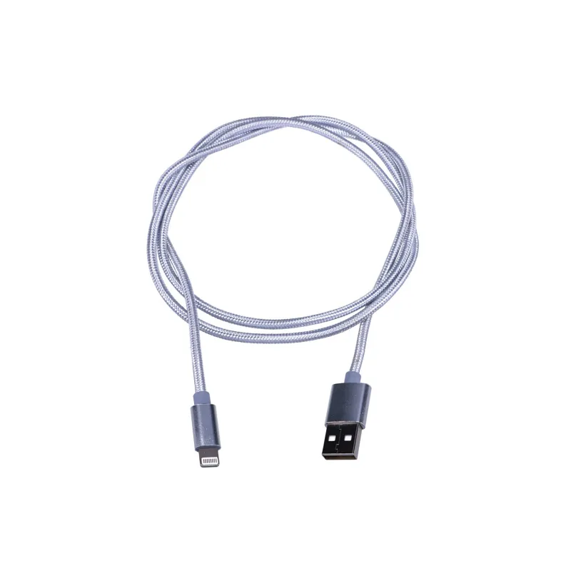Extralink | Blitzkabel | für IPHONE, max. 2A, Reisbaumwollgewebe, 1m, silber - Bild 3