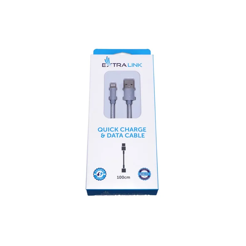 Extralink | Cable lightning | para IPHONE, max. 2A, malla de algodón de arroz, 1m, plata - Imagen 5