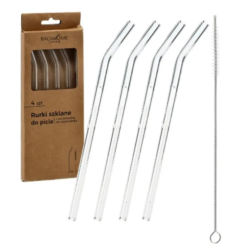 Extralink | Set of 4 Glass Drinking Straws with Brush |