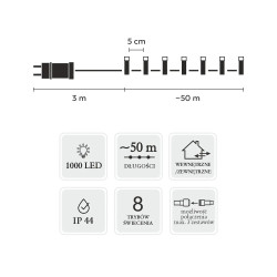Extralink | Lampki LED | 1000L ciepły biały, dł. 3 + 50 m wewn/zewn