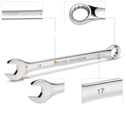 Juego de Llaves Planas y de Ojo Extralink, 8 piezas. Llaves Planas y de Ojo Estuche 8-22 mm